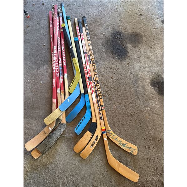 Vintage Wooden and Composite Hockey Sticks
