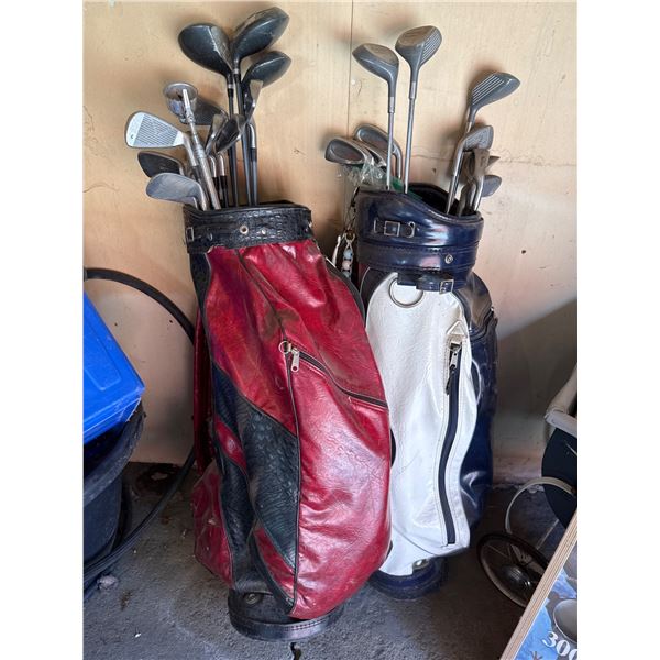 Two Sets of Mixed Golf Clubs With Matching Golf Bags