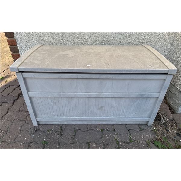 Outdoor Plastic Storage Box with Hinged Lid, 48x20x22 Inches