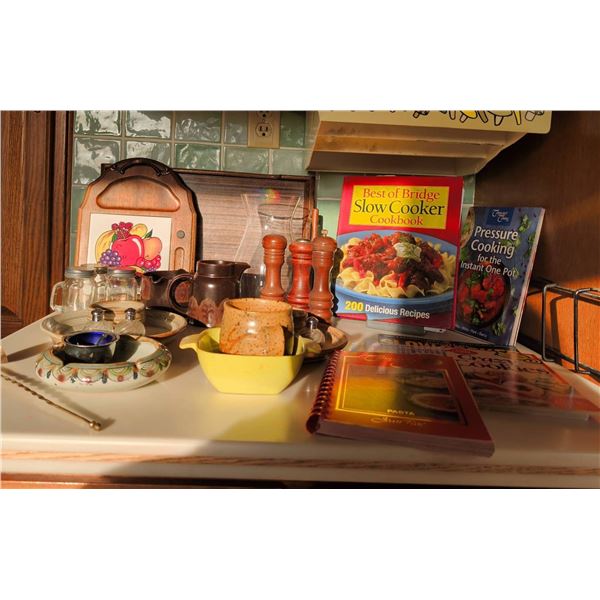 Kitchen Pottery & Cookbook Collection with Rustic Accents