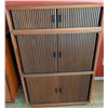 Image 1 : Mid-Century Modern Wood Cabinet With Sliding Doors