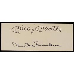 Mickey Mantle Duke Snyder 2 Signed HOF Autographs