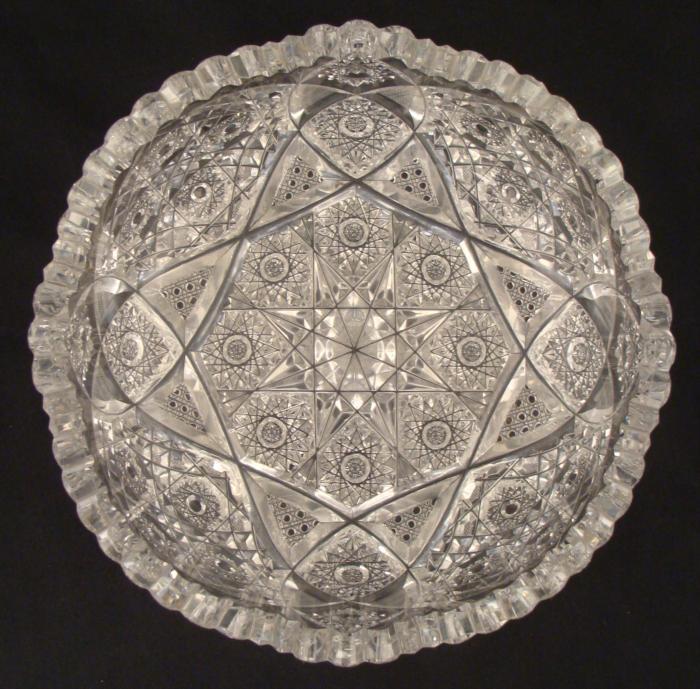 Hand Cut Lead Crystal Bowl Vintage Glass Eastern Europe