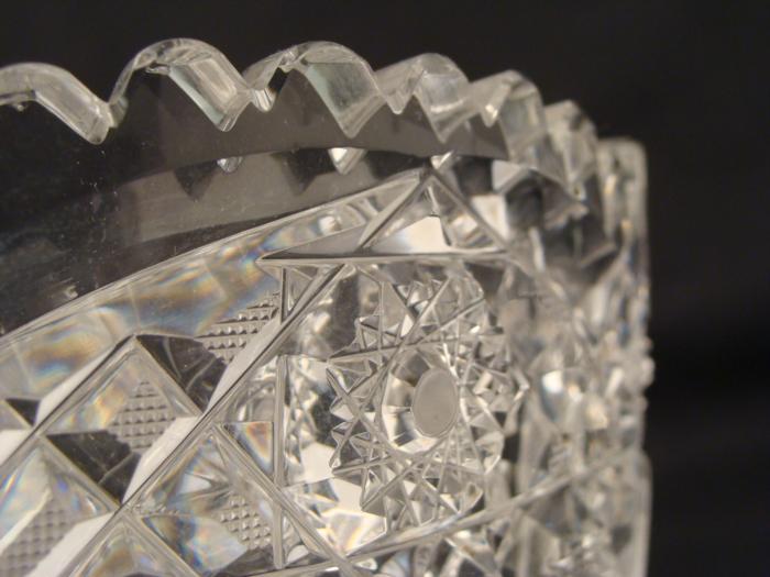 Hand Cut Lead Crystal Bowl Vintage Glass Eastern Europe