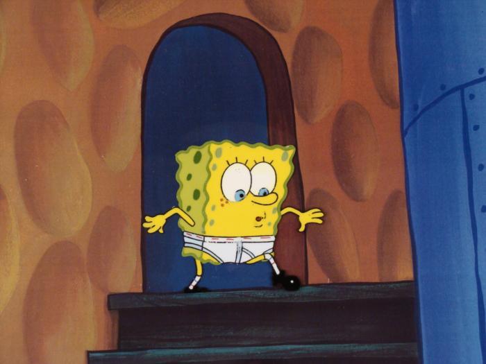 SpongeBob Underwear Orig Animation Art Cel +Background