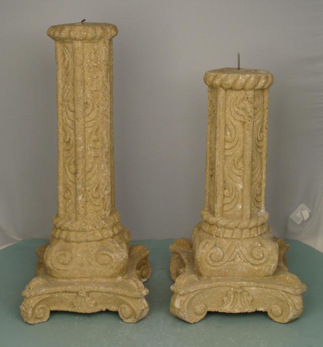 2 Concrete Outdoor Greek Roman Pillar Candle Holders