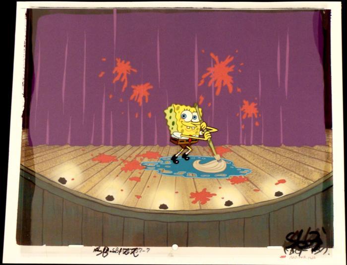 Spongebob Getting Clean Cleaning SpongeBob Original Animation Background Cel