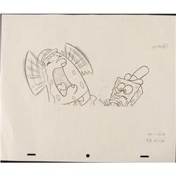 Drawing Original SpongeBob Driving Boat Production Art