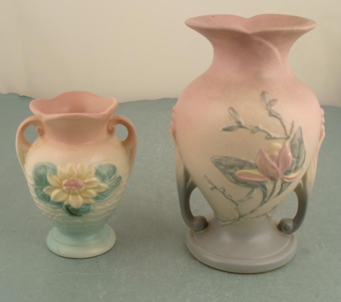 2 Vintage Hull Vases Magnolia 2 Water Lillies L 1 1940