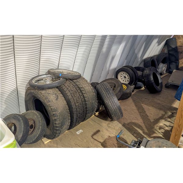 *OFFSITE* LARGE LOT OF ASSORTED SIZE TIRES & RIMS