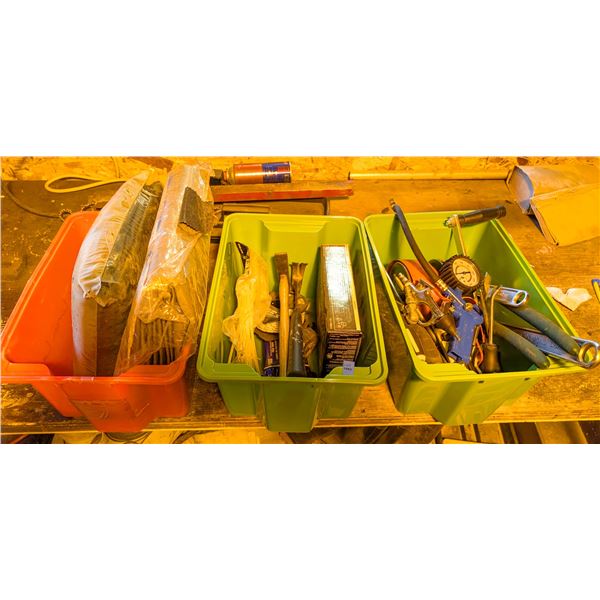 *OFFSITE* THREE TOTES OF ASSORTED TOOLS