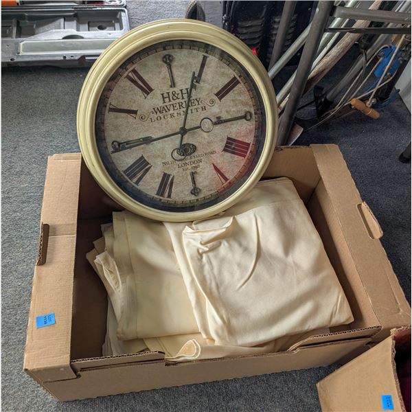 *OFFSITE* BOX OF ASSORTED TABLE CLOTHS WITH WALL