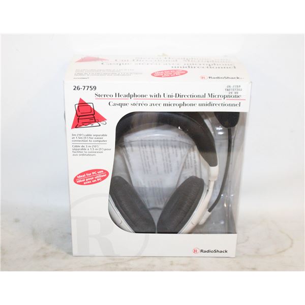 VINTAGE STEREO HEADPHONES WITH MIC IN BOX