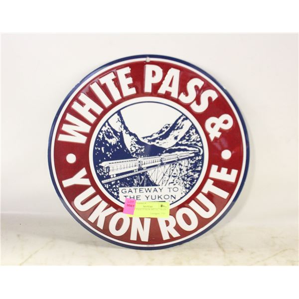 WHITE PASS YUKON METAL TRAIN SIGN