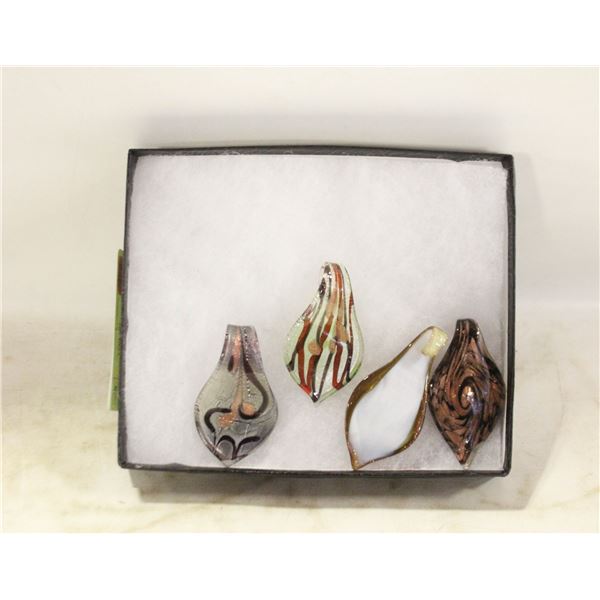 4 MURANO STYLE BLOWN GLASS PENDANTS