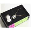 Image 1 : BLACK & WHITE CAMEO NECKLACE & BROOCH