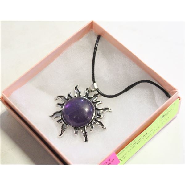 AMETHYST SUN PENDANT NECKLACE