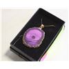 Image 1 : STAIN. ST. PURPLE DYED AGATE SLICE PENDANT