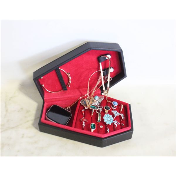 NEW VAMPIRE COFFIN JEWELRY BOX FULL