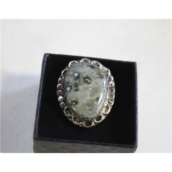 OCEAN JASPER RING SILVER PLATED HEALING MINERAL