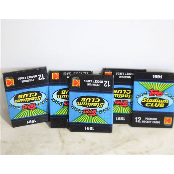 5 PACKS OF SEALED 1991 TOPPS STADIUM CLUB 12