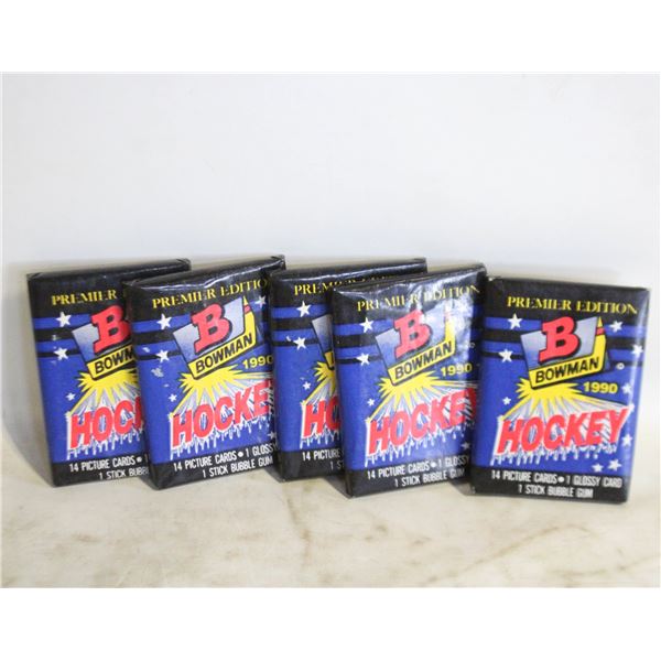 5 SEALED 1990 BOWMAN PREMIERE EDITION 15 CARDS