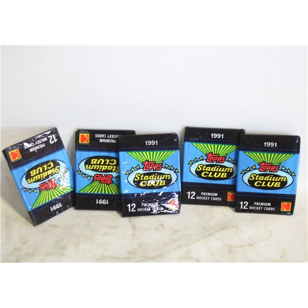 5 PACKS OF SEALED 1991 TOPPS STADIUM CLUB 12