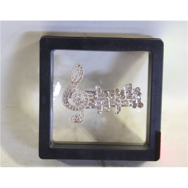 NEW SILVER RHINESTONE ENCRUSED MUSIC