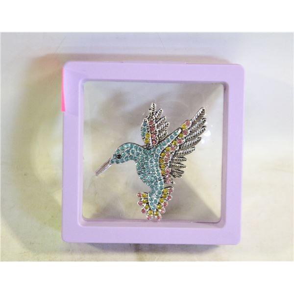 NEW VIBRANT BLUE HUMMINGBIRD BROOCH