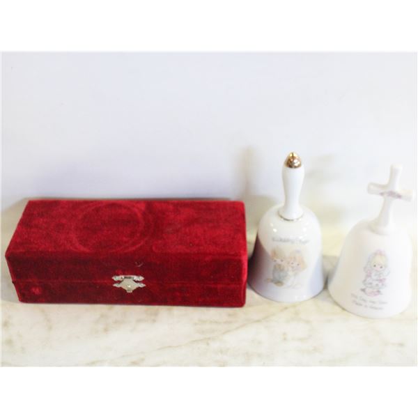 BLOWN GLASS ROSE IN RED VELVET BOX & 3