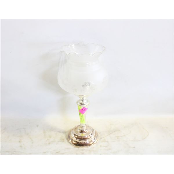 VINTAGE HBC EP ZINC CANDLE STICK - ETCHED FROSTED