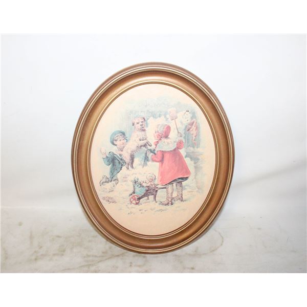 VTG. FRAMED ART WORK 1920’S CHILDREN,