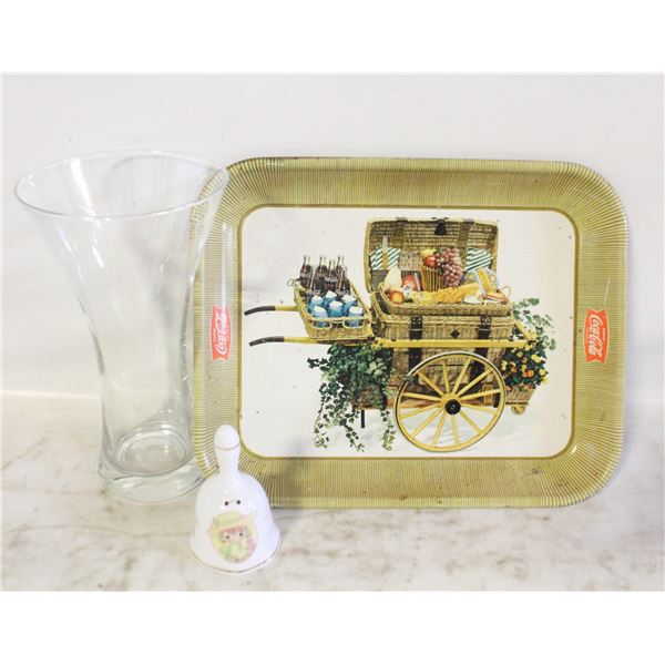 VTG. COCA COLA TRAY, POLAND CRYSTAL VASE