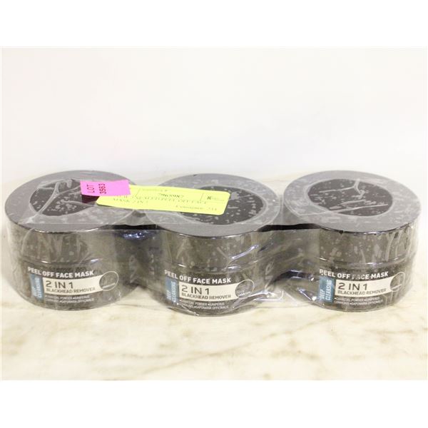 NEW 3 SEALED PEEL OFF FACE MASK 2 IN 1