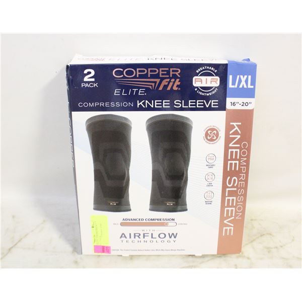 COPPER FIT ELITE COMPRESSION KNEE SLEEVE 2 PACK