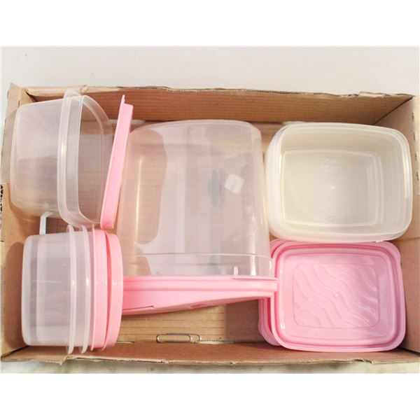 18 PCS CONTAINERS WITH PINK LIDS