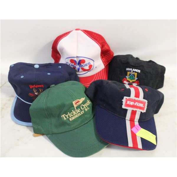 5 VINTAGE GOLF HATS TOGETHER-ESTATE