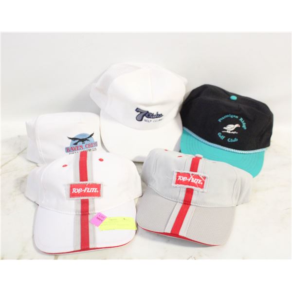 5 VINTAGE GOLF HATS TOGETHER-ESTATE