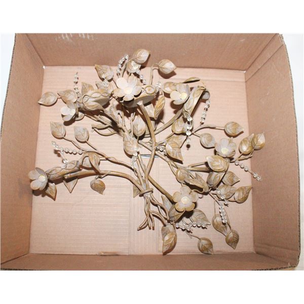 2 PARTYLITE GOLDEN LEAVES METAL WALL