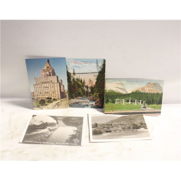 5 VINTAGE BC (BRITISH COLUMBIA) POSTCARDS
