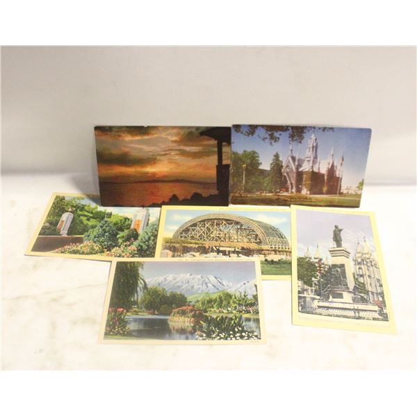 6 VINTAGE UTAH POSTCARDS