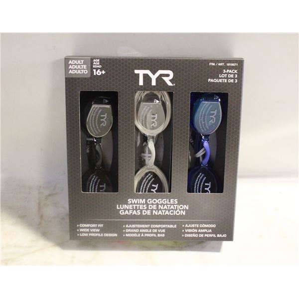 NEW TYR ADULT GOGGLES 3PACK