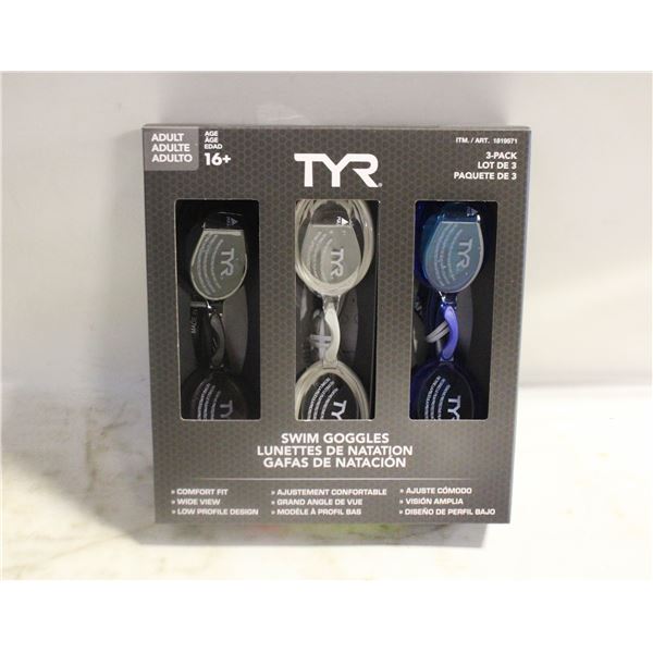 NEW TYR ADULT GOGGLES 3PACK