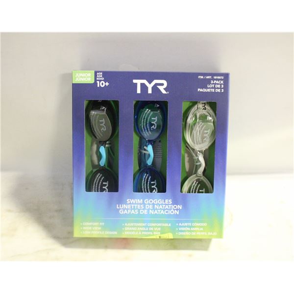 NEW TYR JUNIOR GOGGLES 3PACK