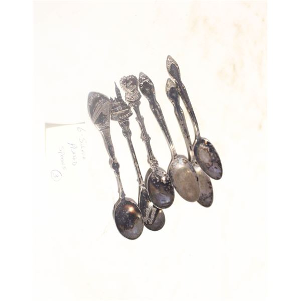6 - SILVER PLATED SOUVENIER SPOONS