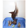 Image 1 : WOODEN CARVED SWORD FISH MANTEL DECOR + 3 CERAMIC