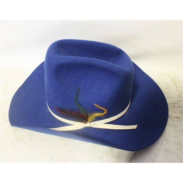 LADIES BLUE WOOL WESTERN COWBOY HAT