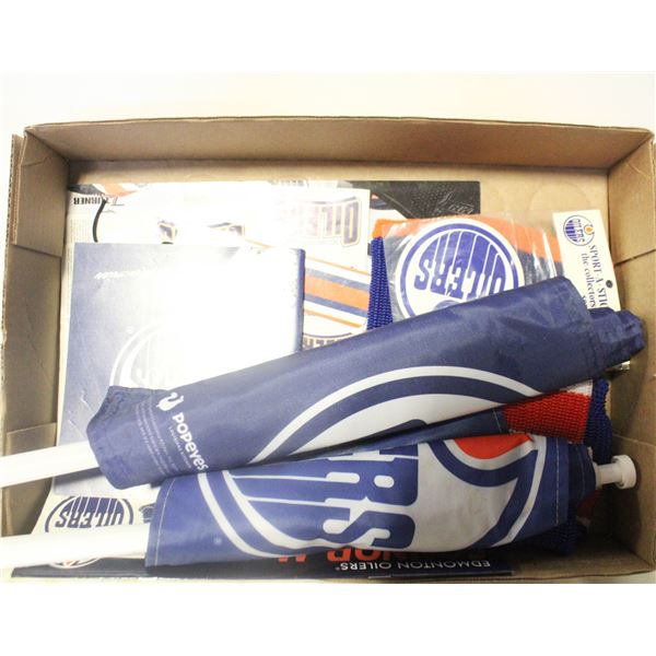 OILERS VEHICLE FLAGS, STICKERS, MEMORIES BOOK,