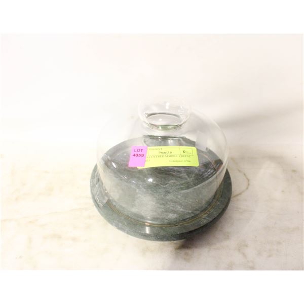 GLASS COVERED MARBLE CHEESE BOARD