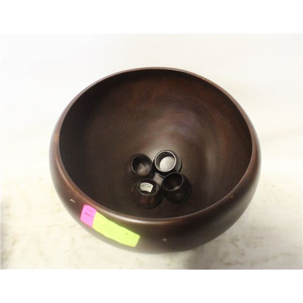 LARGE POLISHED WOOD SALAD BOWL, W 4 PIER ONE